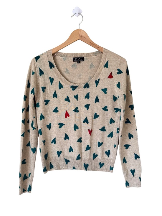 POL Sweaters - POL - Lightweight Crewneck Pullover Heart Sweater - Size Small